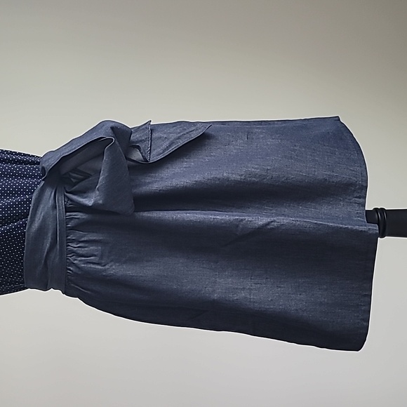 The Limited Womens Denim Skirt Dress, Navy Polka Dot, In-seam Pockets, Size M - Picture 3 of 7